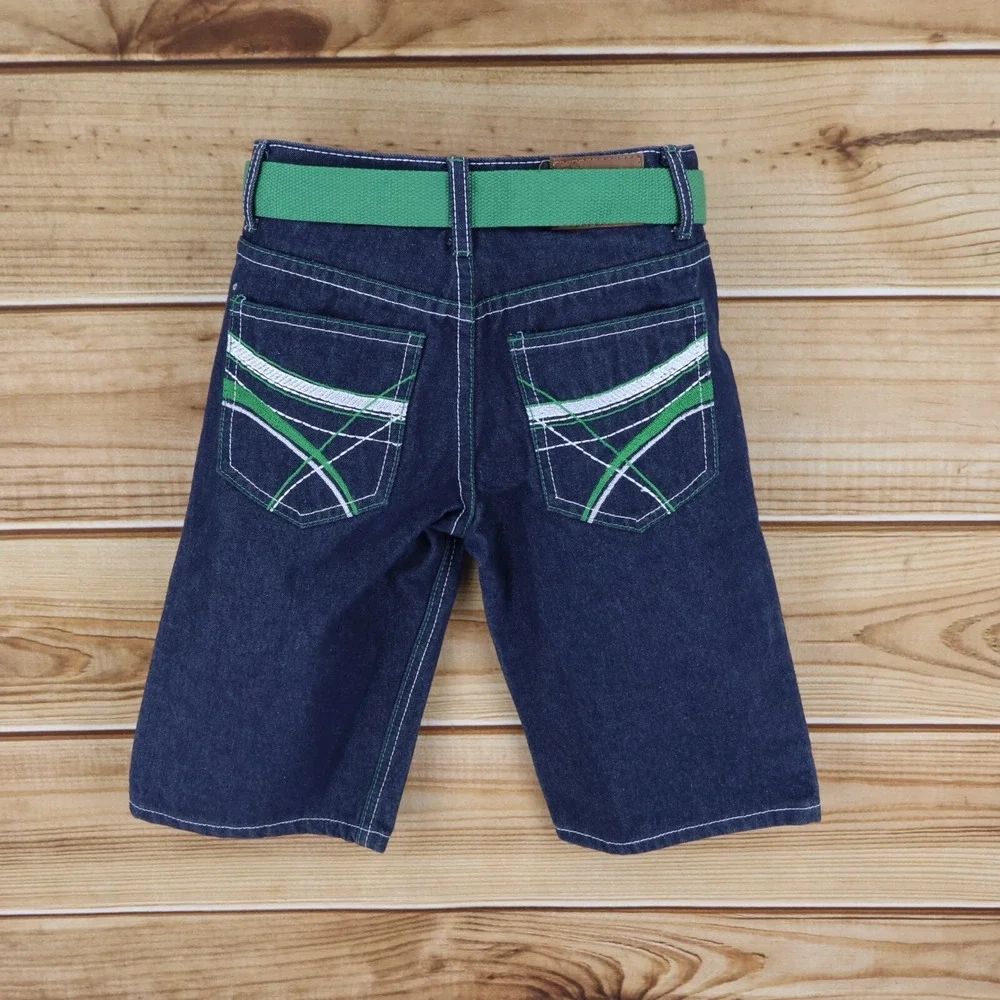 Culture Revolution Jean Shorts Boys 12 Blue Dark Wash 100% Cotton Belted Pockets